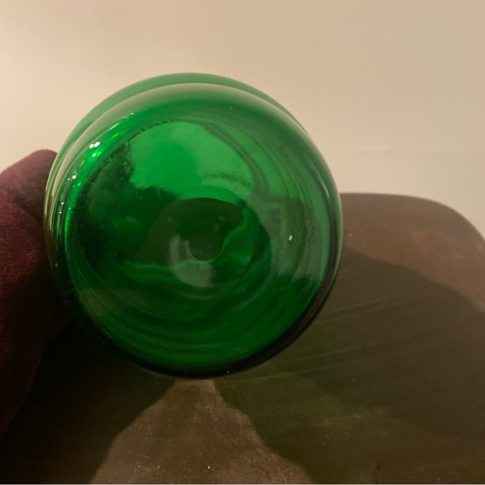 VINTAGE Mid Century 7” Vase Forest Green St Patrick’s Day Anchor Hocking Ribbed - Picture 2 of 8